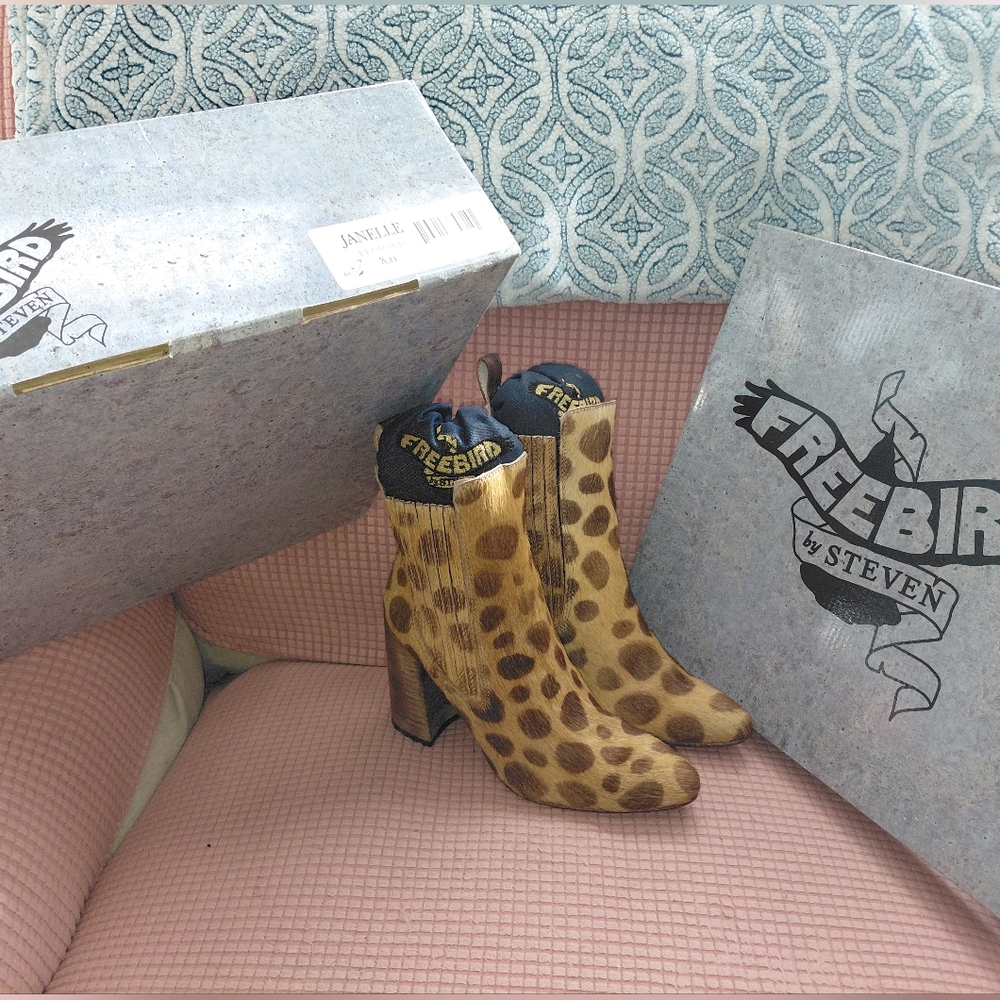 Freebird by Steven Cheetah Print Heeled Boots